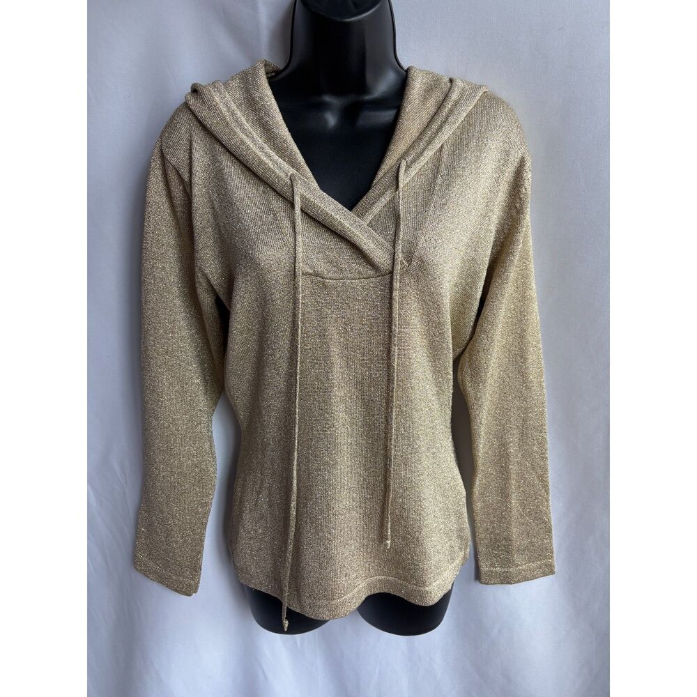 C'est Vrai Gold Hooded Top Size S Sparkly Shimmer Basic Japanese Brand
